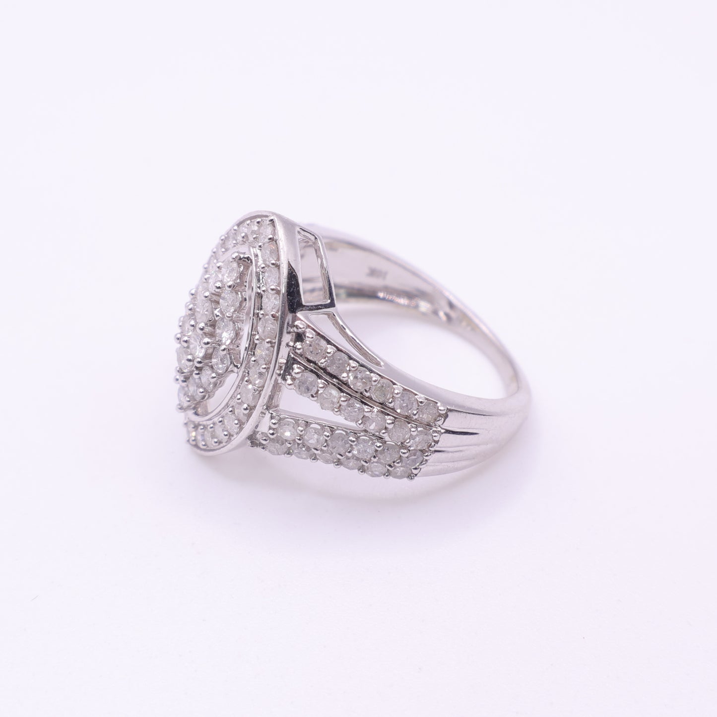 Second-Hand 10ct White Gold Marquise Diamond Cluster Ring