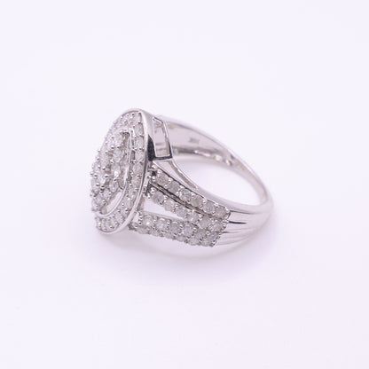 Second-Hand 10ct White Gold Marquise Diamond Cluster Ring