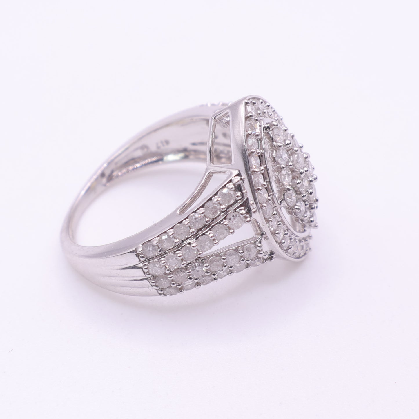 Second-Hand 10ct White Gold Marquise Diamond Cluster Ring