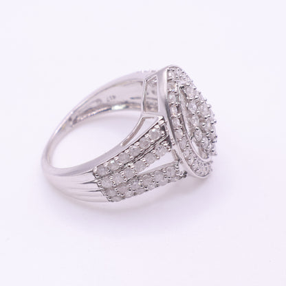 Second-Hand 10ct White Gold Marquise Diamond Cluster Ring