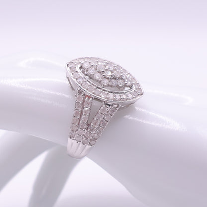 Second-Hand 10ct White Gold Marquise Diamond Cluster Ring