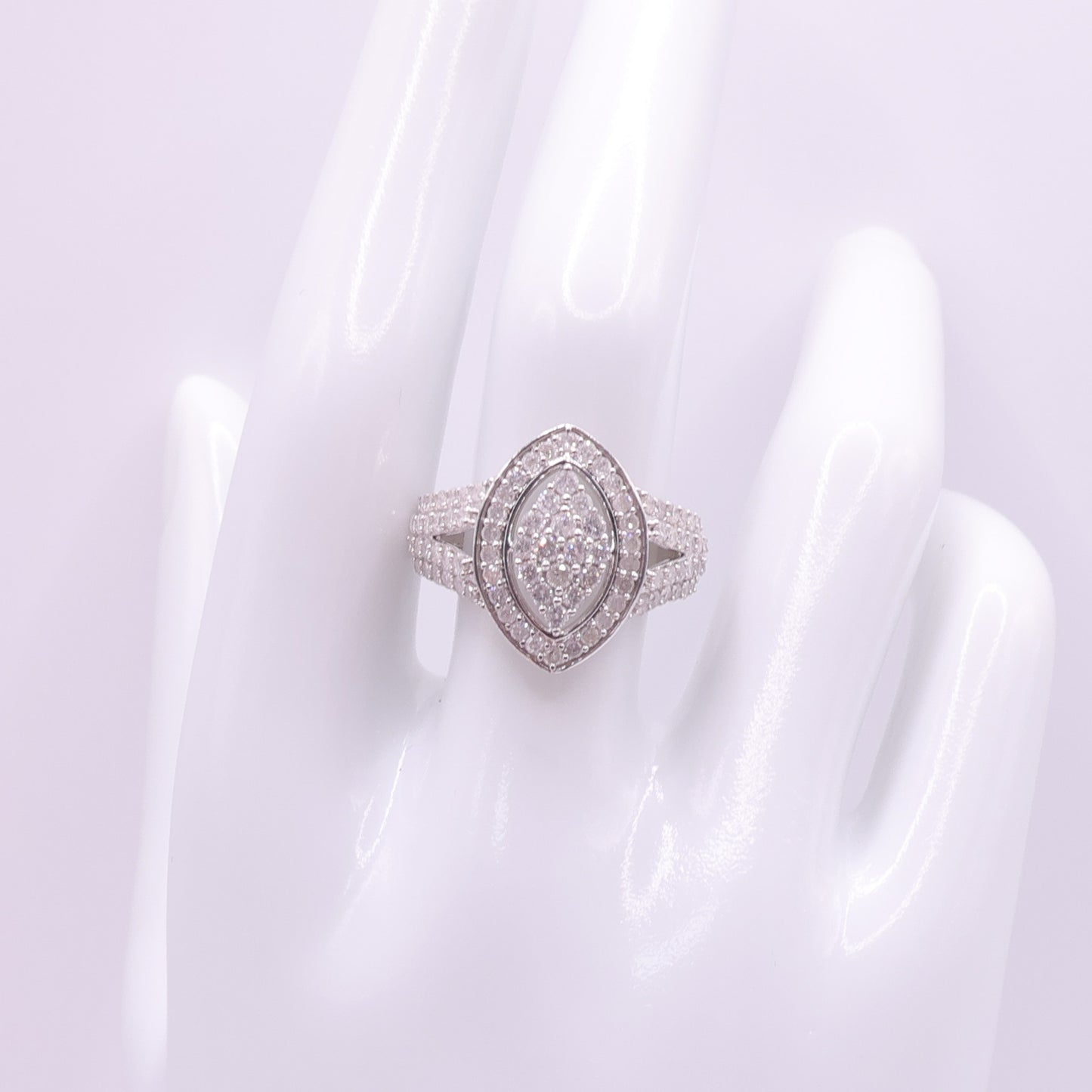 Second-Hand 10ct White Gold Marquise Diamond Cluster Ring