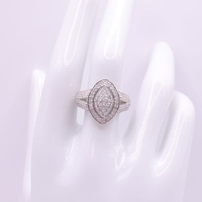 Second-Hand 10ct White Gold Marquise Diamond Cluster Ring