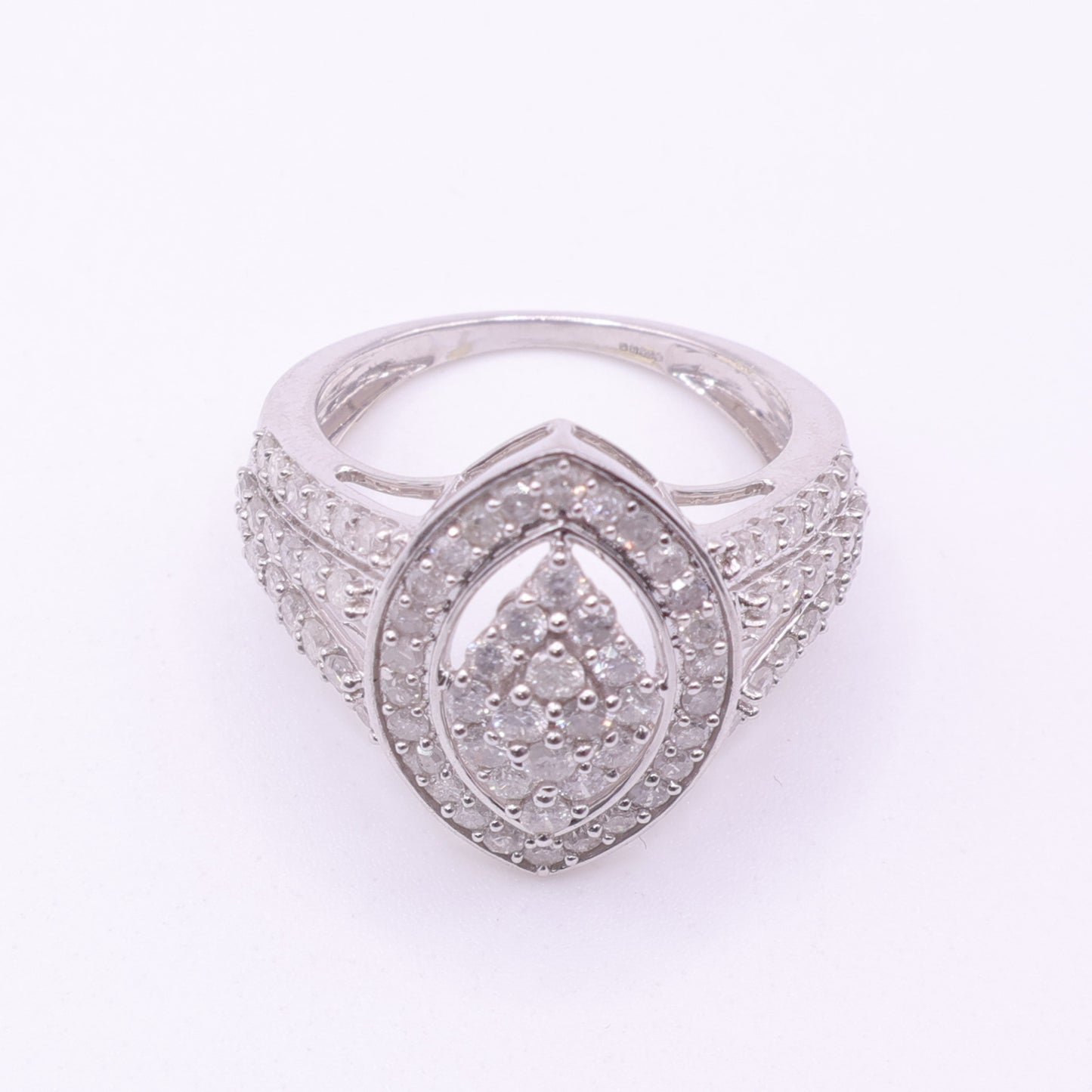 Second-Hand 10ct White Gold Marquise Diamond Cluster Ring