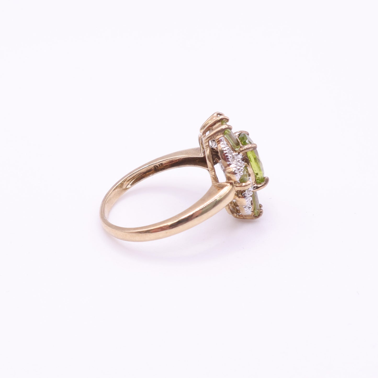 Second-Hand 9ct Gold Peridot and Diamond Cluster Ring