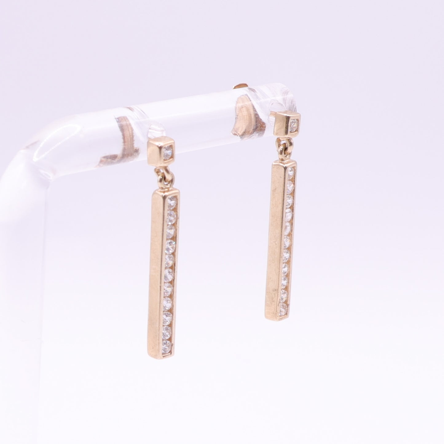 Second-Hand 9ctYellow  Gold Stone-Set Bar Drop Earrings