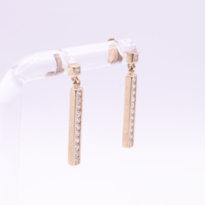 Second-Hand 9ctYellow  Gold Stone-Set Bar Drop Earrings