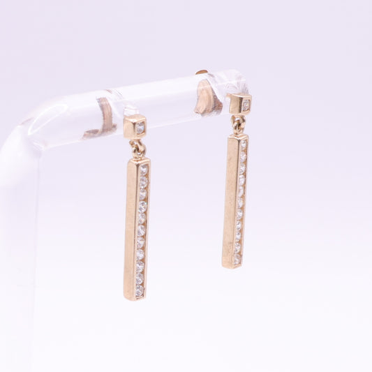 Second-Hand 9ctYellow  Gold Stone-Set Bar Drop Earrings