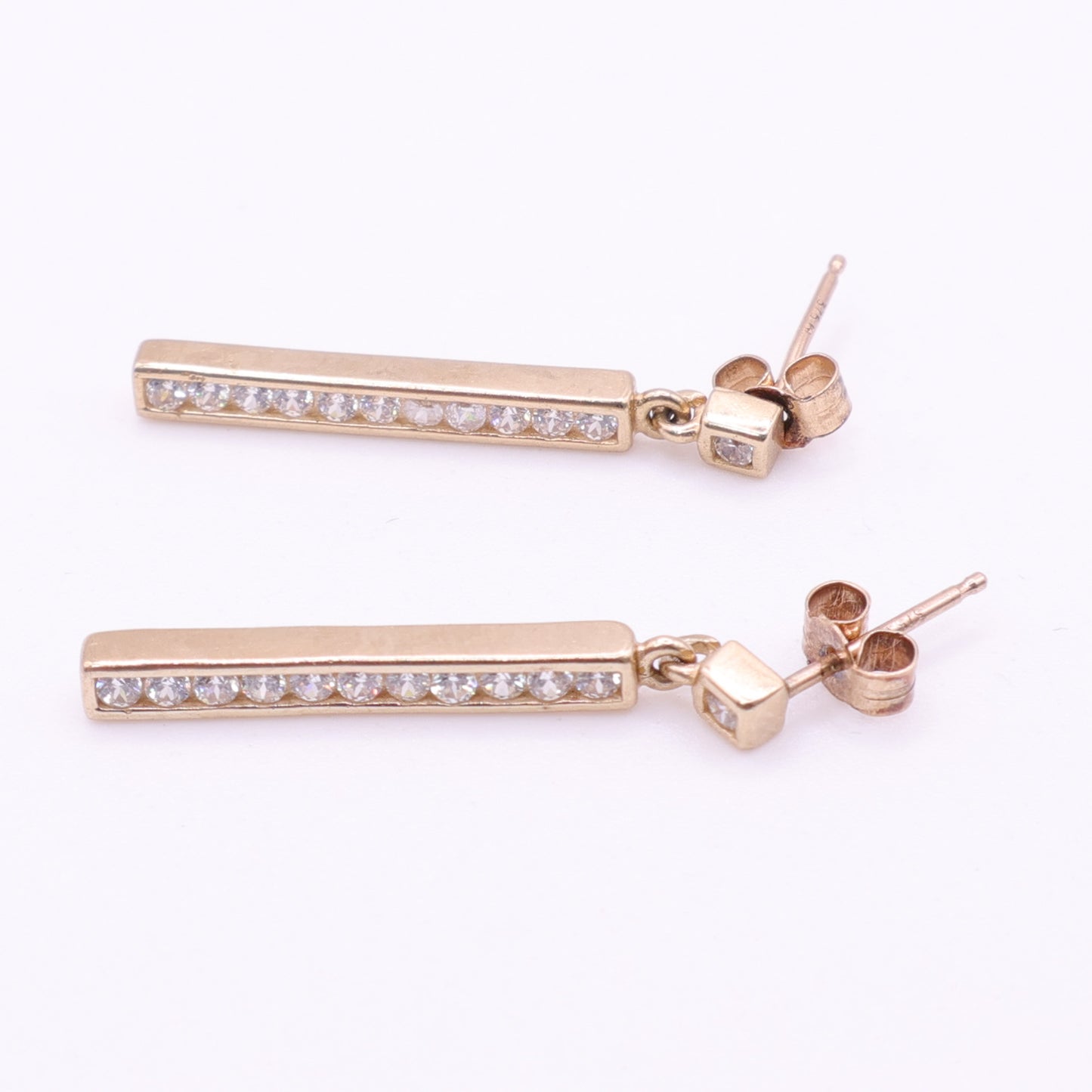 Second-Hand 9ctYellow  Gold Stone-Set Bar Drop Earrings
