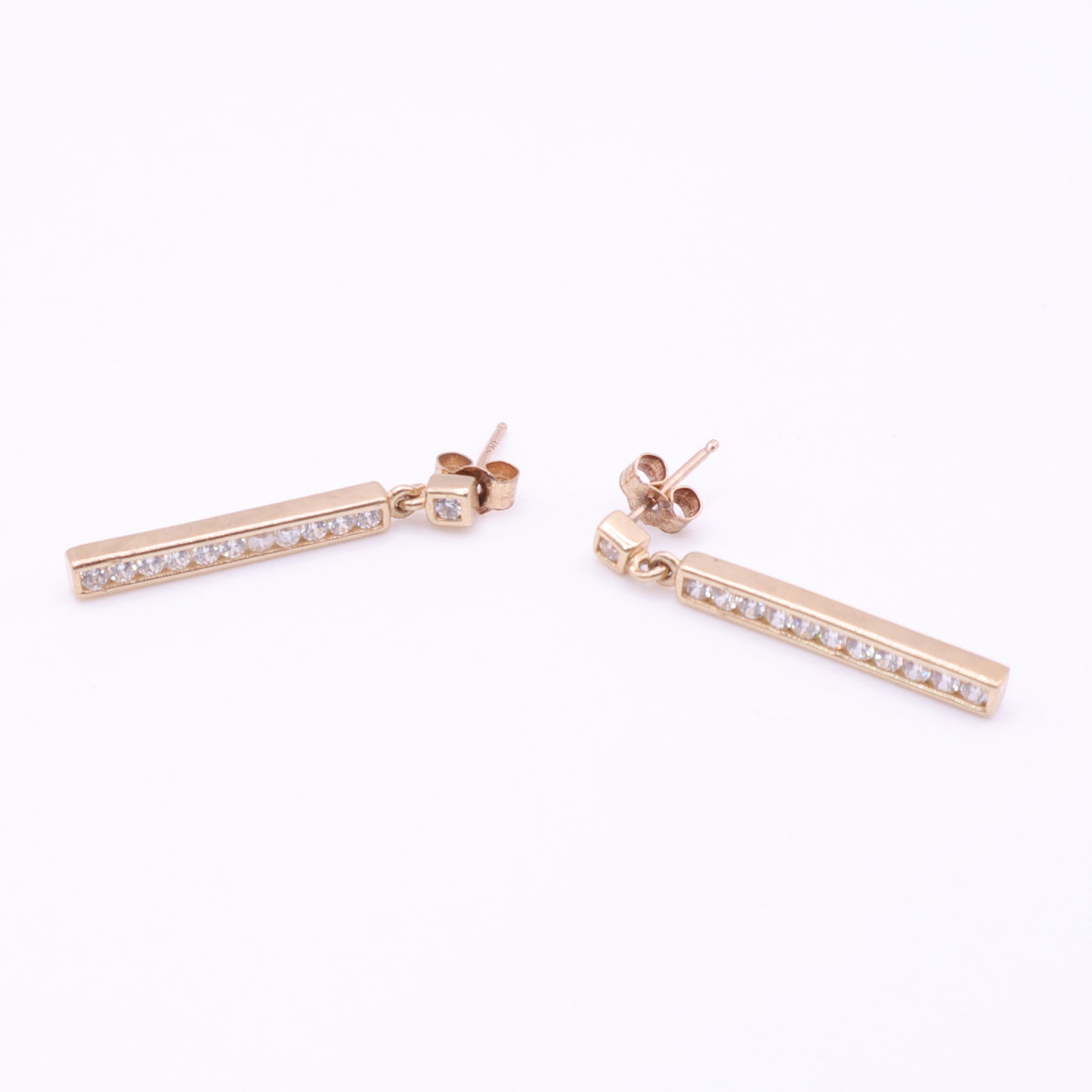 Second-Hand 9ctYellow  Gold Stone-Set Bar Drop Earrings
