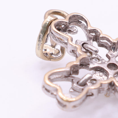 Second-Hand 9ct Gold Ornate Cross Pendant with Clear Stones