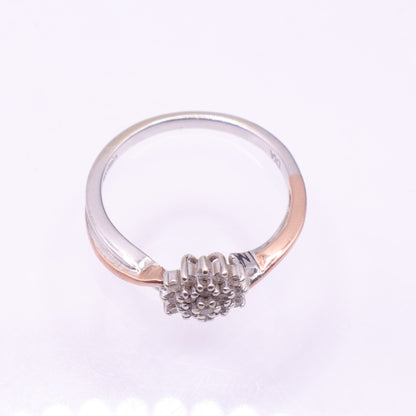 Second Hand 9ct Two Tone Gold Diamond Cluster Ring