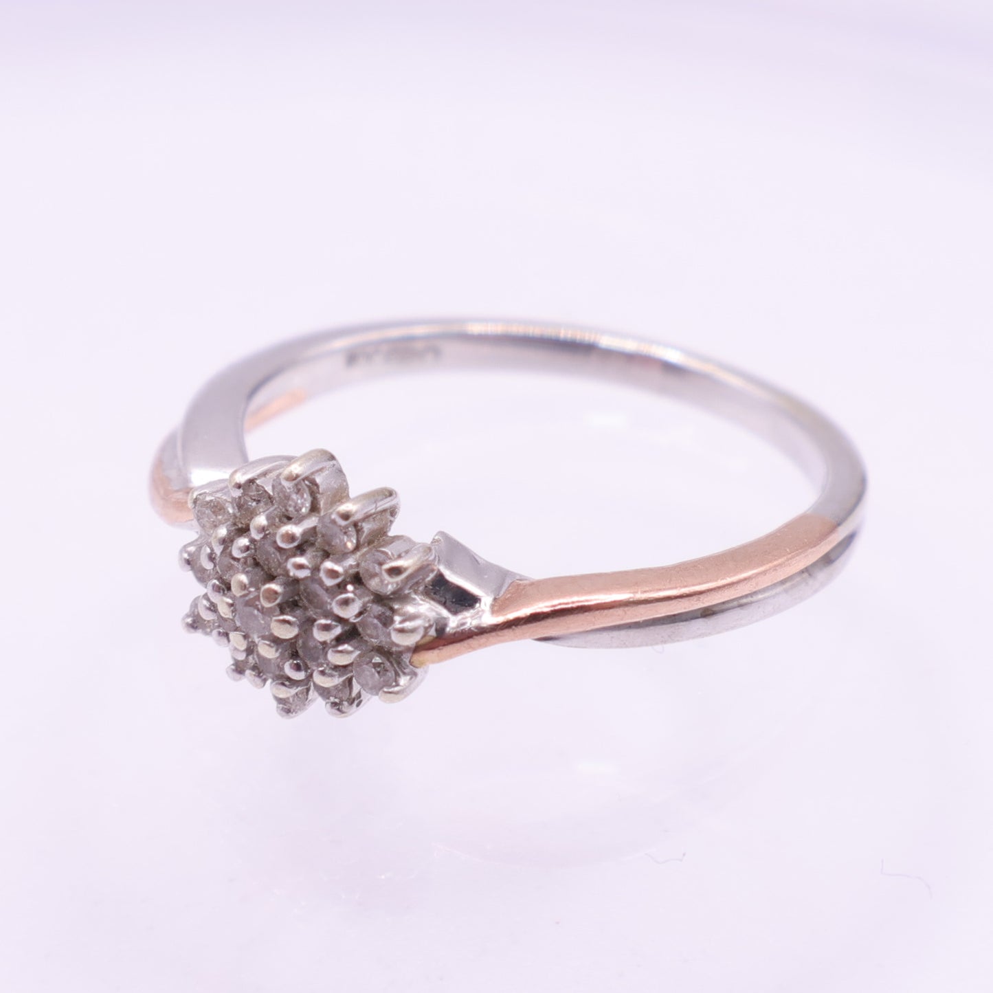 Second Hand 9ct Two Tone Gold Diamond Cluster Ring