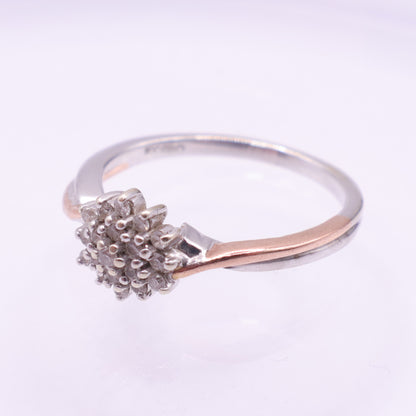 Second Hand 9ct Two Tone Gold Diamond Cluster Ring
