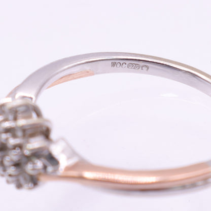 Second Hand 9ct Two Tone Gold Diamond Cluster Ring
