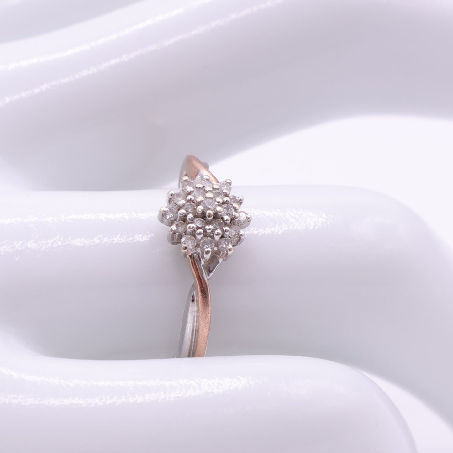 Second Hand 9ct Two Tone Gold Diamond Cluster Ring