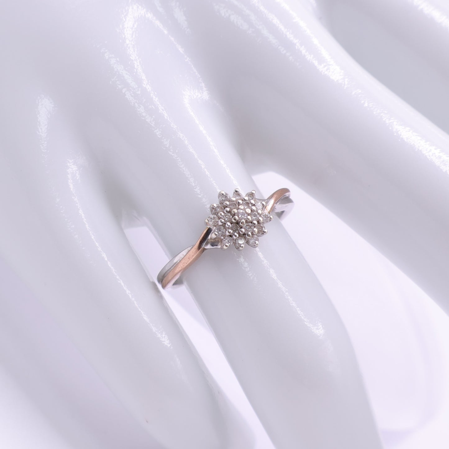 Second Hand 9ct Two Tone Gold Diamond Cluster Ring