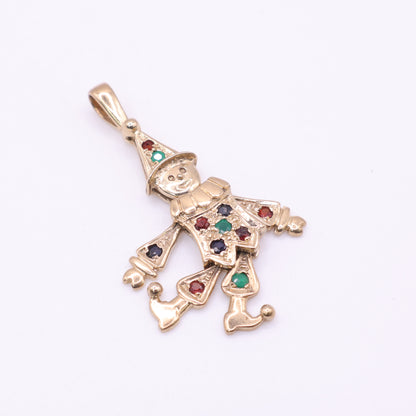 Second Hand 9ct Gold Jester Charm with Multicoloured Stones