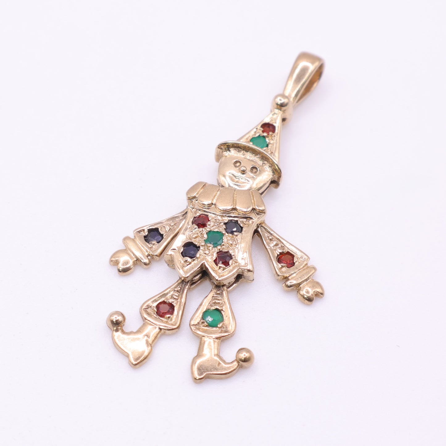 Second Hand 9ct Gold Jester Charm with Multicoloured Stones