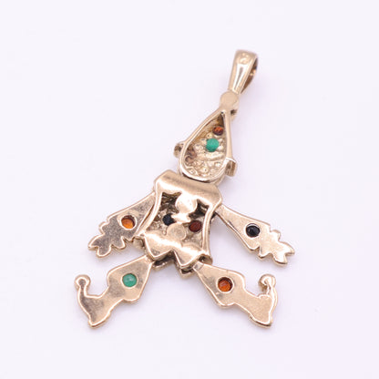 Second Hand 9ct Gold Jester Charm with Multicoloured Stones