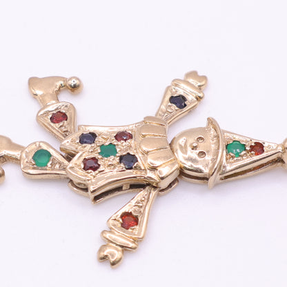 Second Hand 9ct Gold Jester Charm with Multicoloured Stones