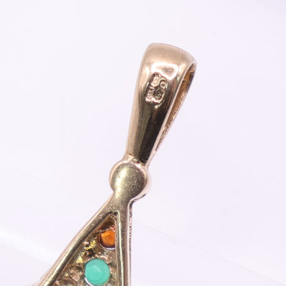 Second Hand 9ct Gold Jester Charm with Multicoloured Stones