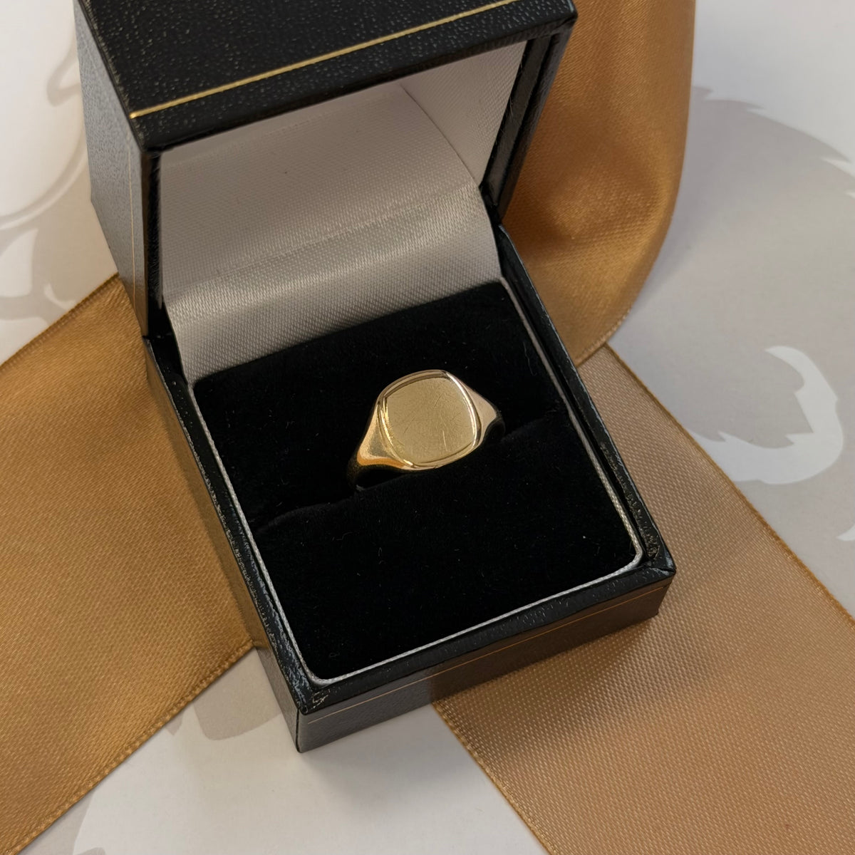 9ct Yellow Gold Cushion Signet Ring with Border