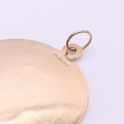 Second-Hand 9ct Yellow Gold Saint Christopher Pendant with Diamond Cut Border