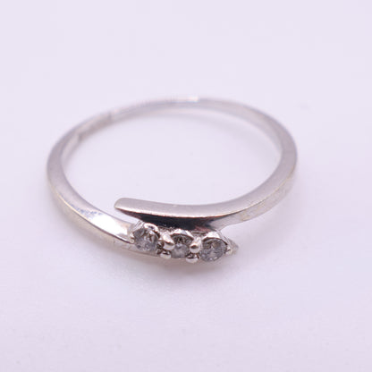 9ct White Gold Diamond Trilogy Curved Detail Ring