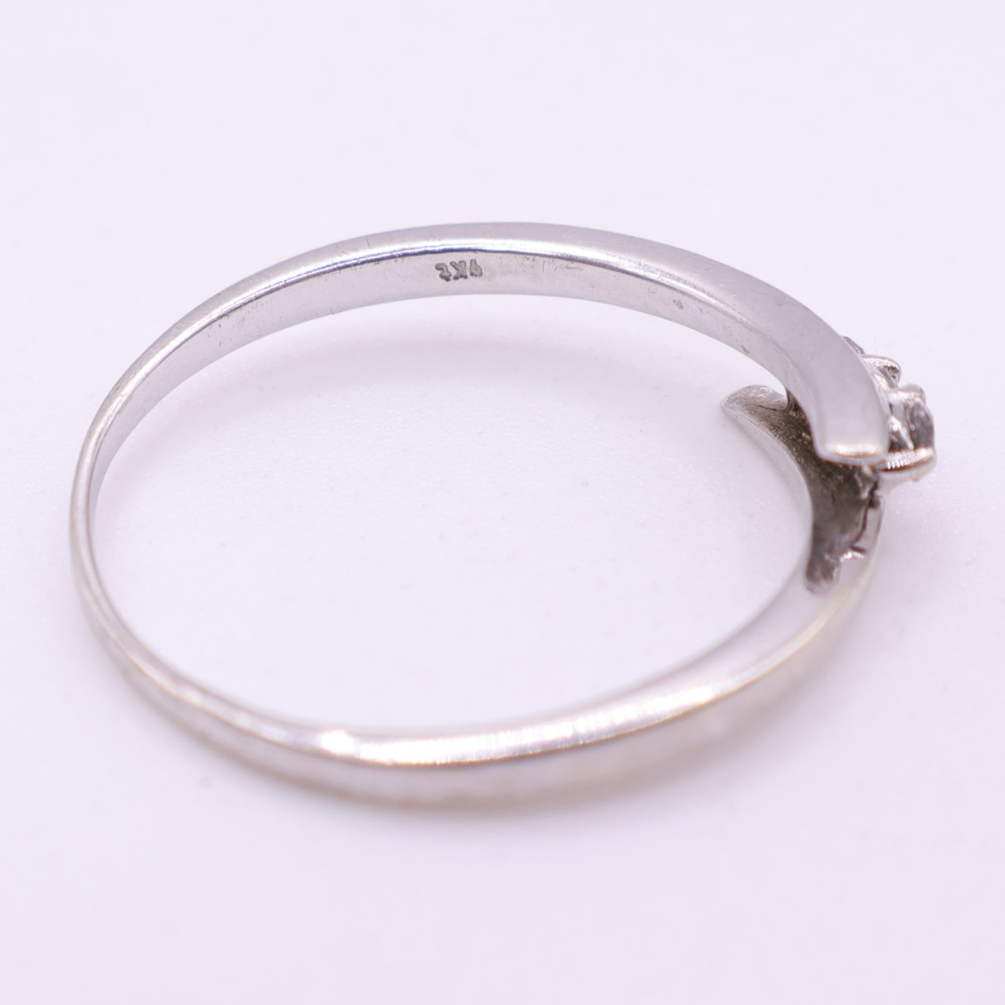 9ct White Gold Diamond Trilogy Curved Detail Ring