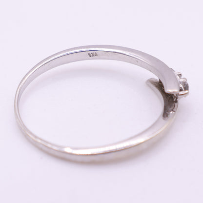 9ct White Gold Diamond Trilogy Curved Detail Ring