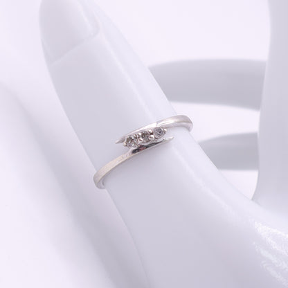 9ct White Gold Diamond Trilogy Curved Detail Ring