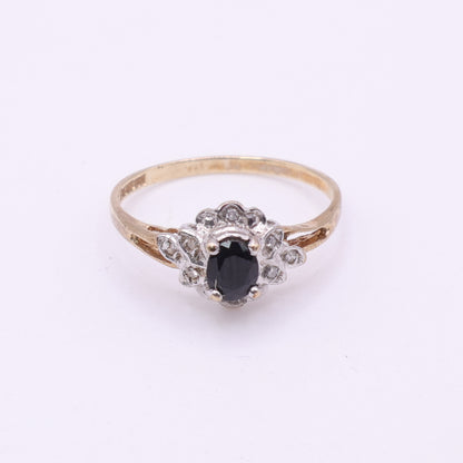 9ct Yellow Gold Sapphire Cluster Ring