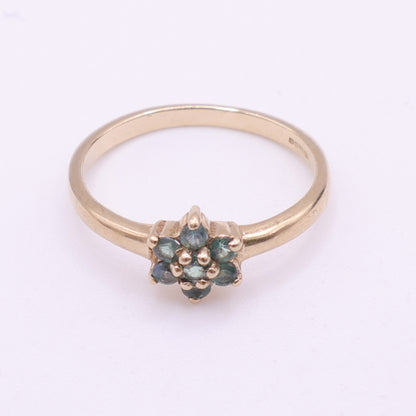 Second-Hand 9ct Yellow Gold Green Stone Cluster Ring