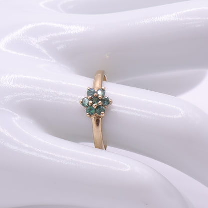 Second-Hand 9ct Yellow Gold Green Stone Cluster Ring