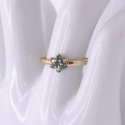 Second-Hand 9ct Yellow Gold Green Stone Cluster Ring