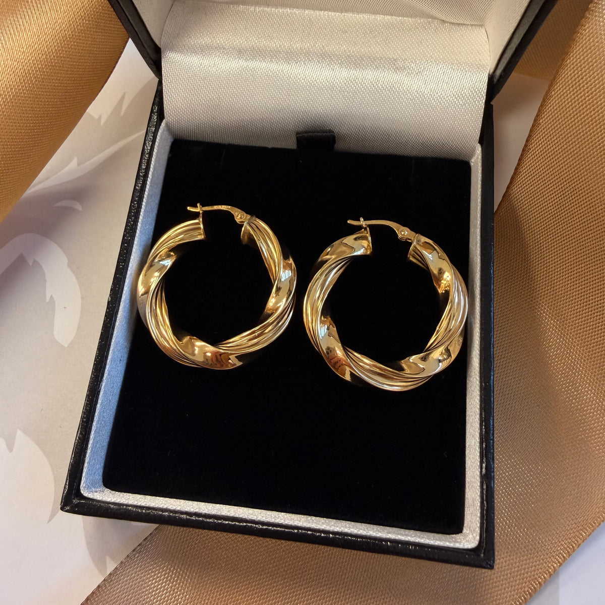 9ct Yellow Gold Twisted Hoop Earrings