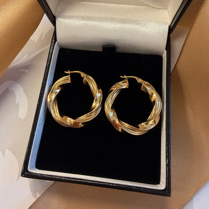 9ct Yellow Gold Twisted Hoop Earrings