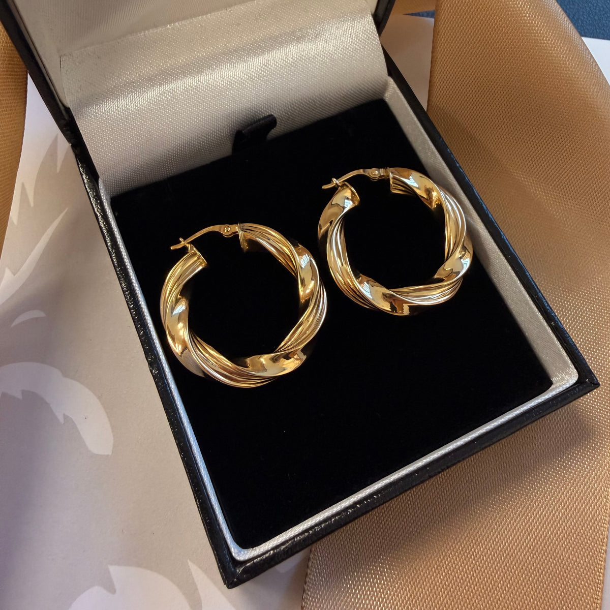 9ct Yellow Gold Twisted Hoop Earrings