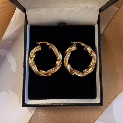 9ct Yellow Gold Twisted Hoop Earrings