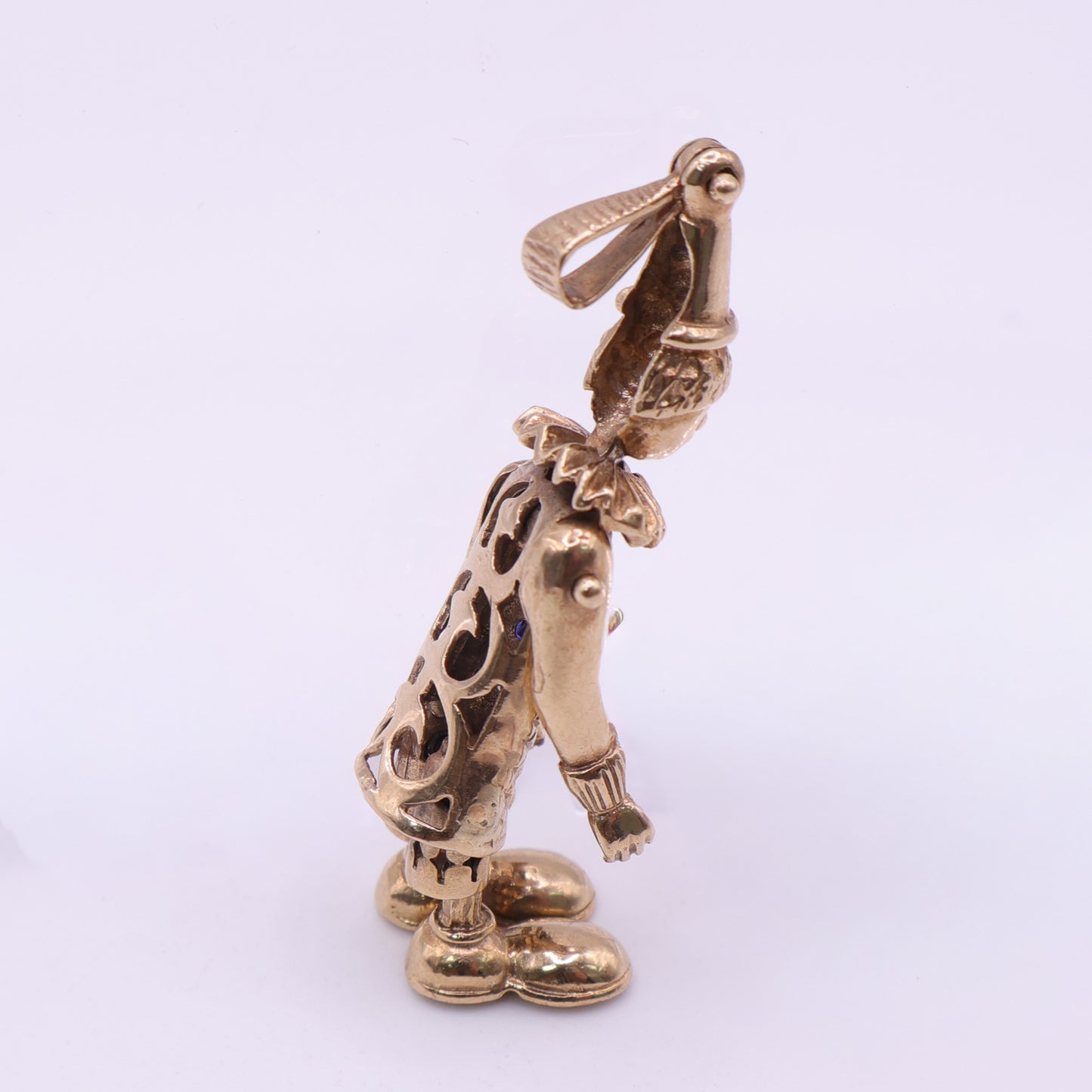 Second-Hand 9ct Yellow Gold Articulated Clown Charm with Coloured Stones