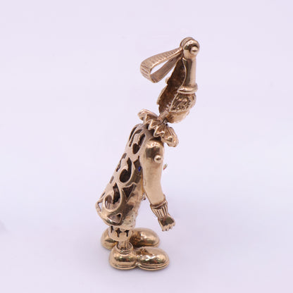 Second-Hand 9ct Yellow Gold Articulated Clown Charm with Coloured Stones