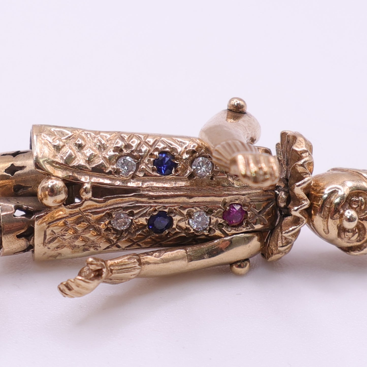 Second-Hand 9ct Yellow Gold Articulated Clown Charm with Coloured Stones