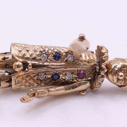 Second-Hand 9ct Yellow Gold Articulated Clown Charm with Coloured Stones