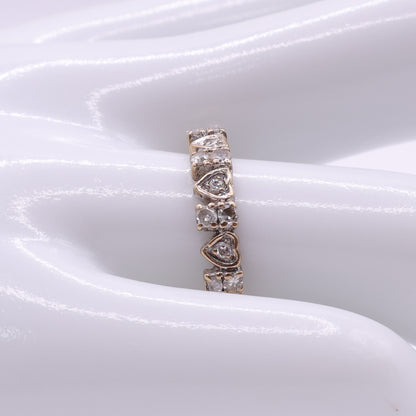 Second-Hand 9ct Yellow Gold Clear Stone Heart Band Ring