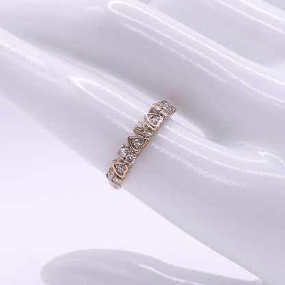 Second-Hand 9ct Yellow Gold Clear Stone Heart Band Ring
