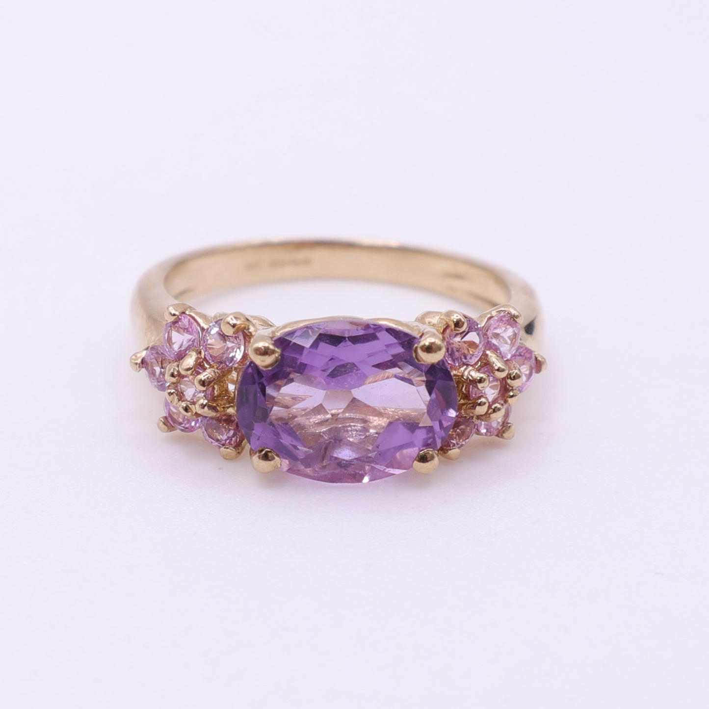 Second-Hand 9ct Yellow Gold Purple & Pink Stone Cluster Ring