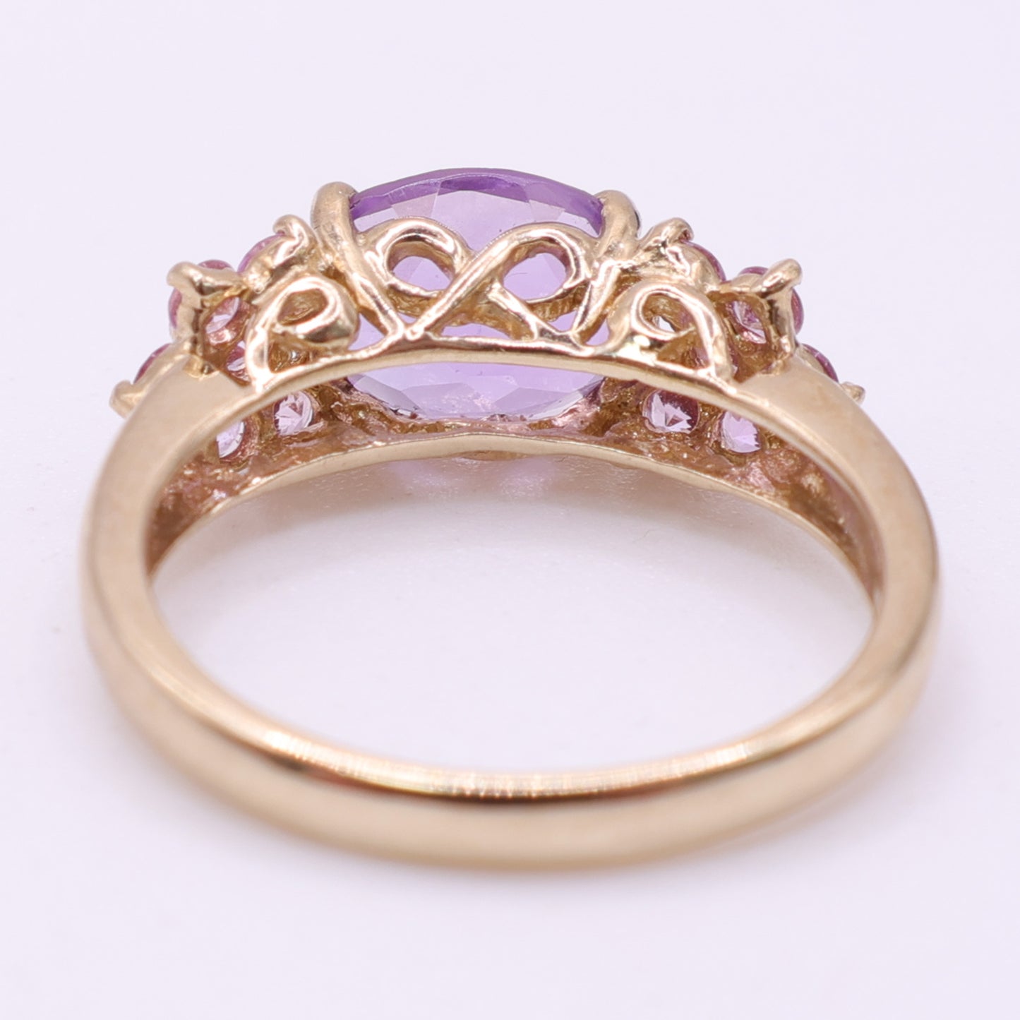Second-Hand 9ct Yellow Gold Purple & Pink Stone Cluster Ring