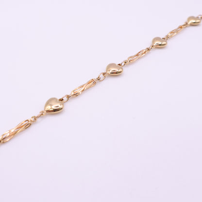 Second-Hand 9ct Yellow Gold Alternating Heart Link Bracelet