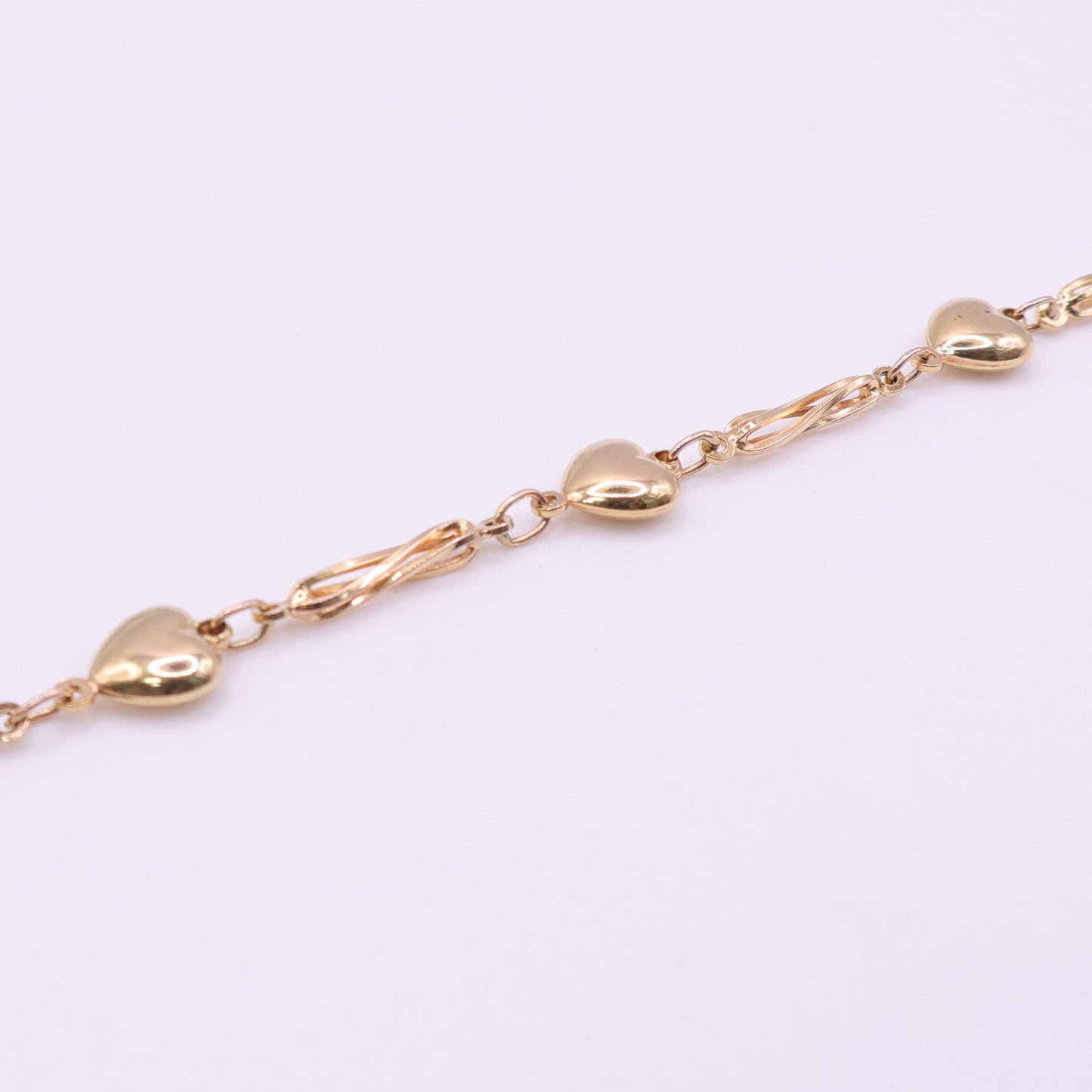Second-Hand 9ct Yellow Gold Alternating Heart Link Bracelet